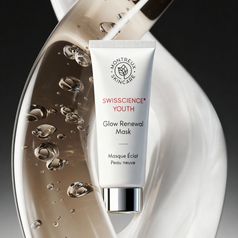 Montreux Skincare Glow Renewal Mask Swisscience Youth brightening treatment mask with Narcissus Flower extract for glowing, renewed skin