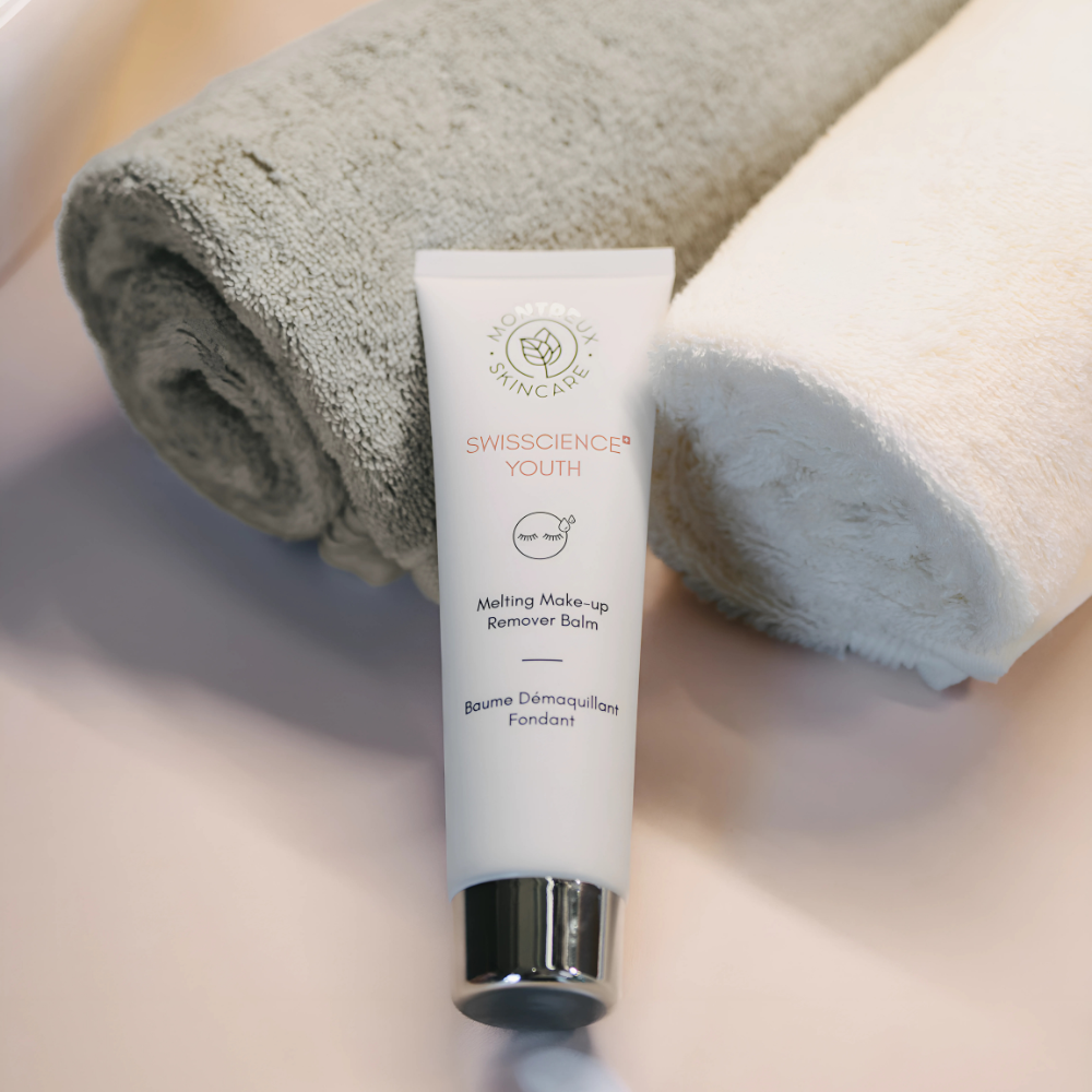 Montreux Skincare Melting Makeup Remover Balm Swisscience Youth anti-aging cleansing balm with Narcissus Flower extract, melts away makeup and impurities