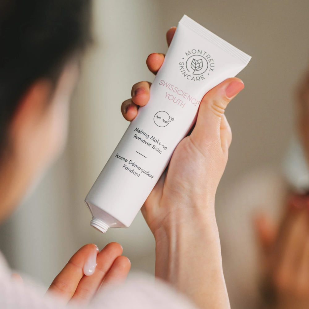Montreux Skincare Melting Makeup Remover Balm Swisscience Youth anti-aging cleansing balm with Narcissus Flower extract, melts away makeup and impurities