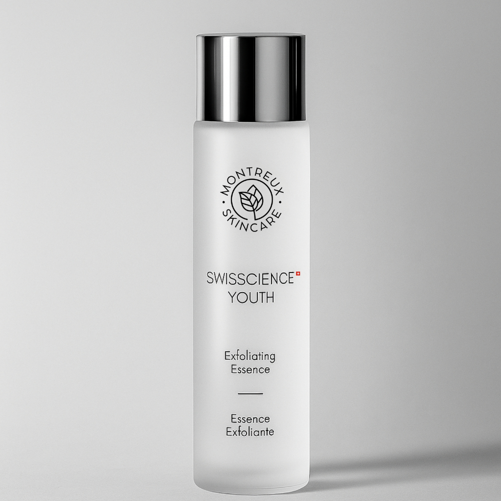 Montreux Skincare Exfoliating Essence Swisscience Youth anti-aging treatment with Narcissus Flower extract for gentle facial exfoliation