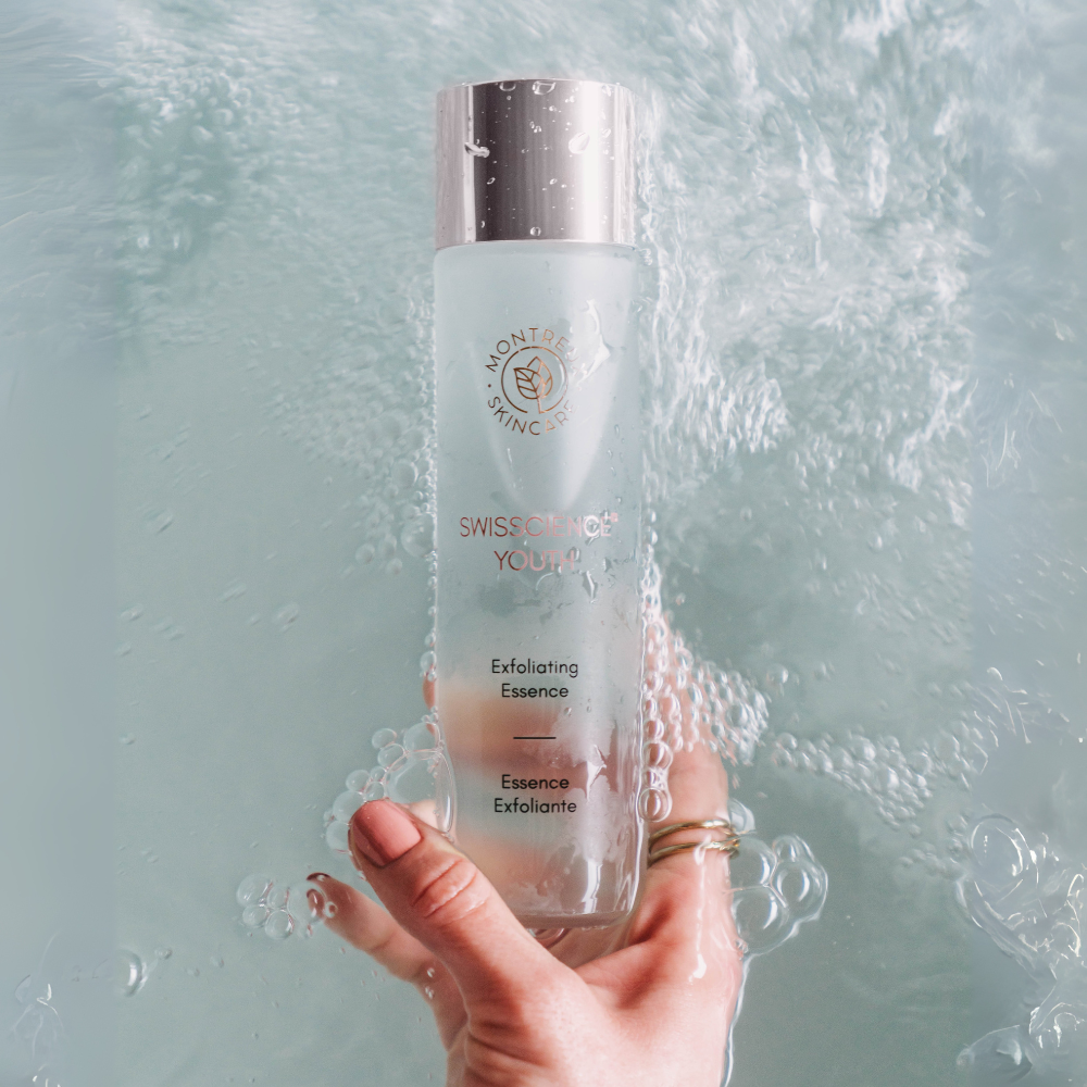 Montreux Skincare Exfoliating Essence Swisscience Youth anti-aging treatment with Narcissus Flower extract for gentle facial exfoliation
