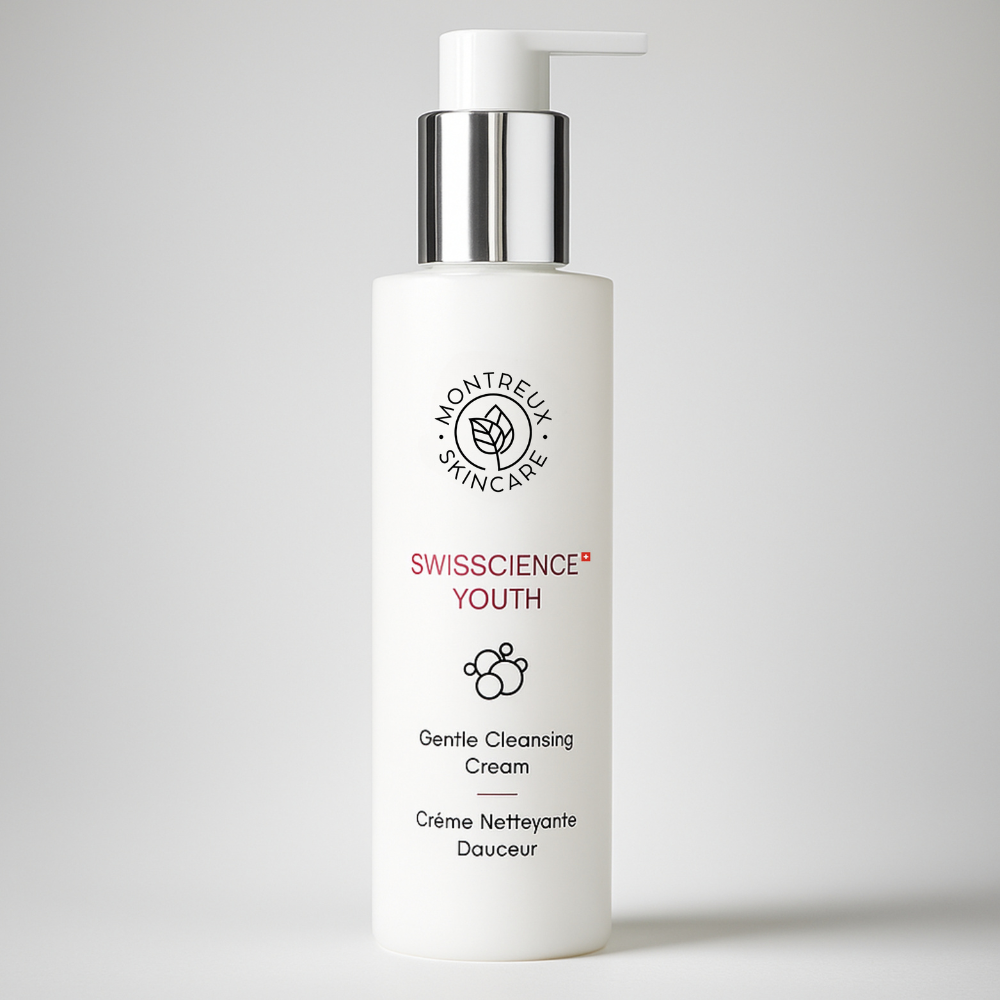 Montreux Skincare Gentle Cleansing Cream Swisscience Youth anti-aging cleanser with Narcissus Flower extract for daily facial cleansing