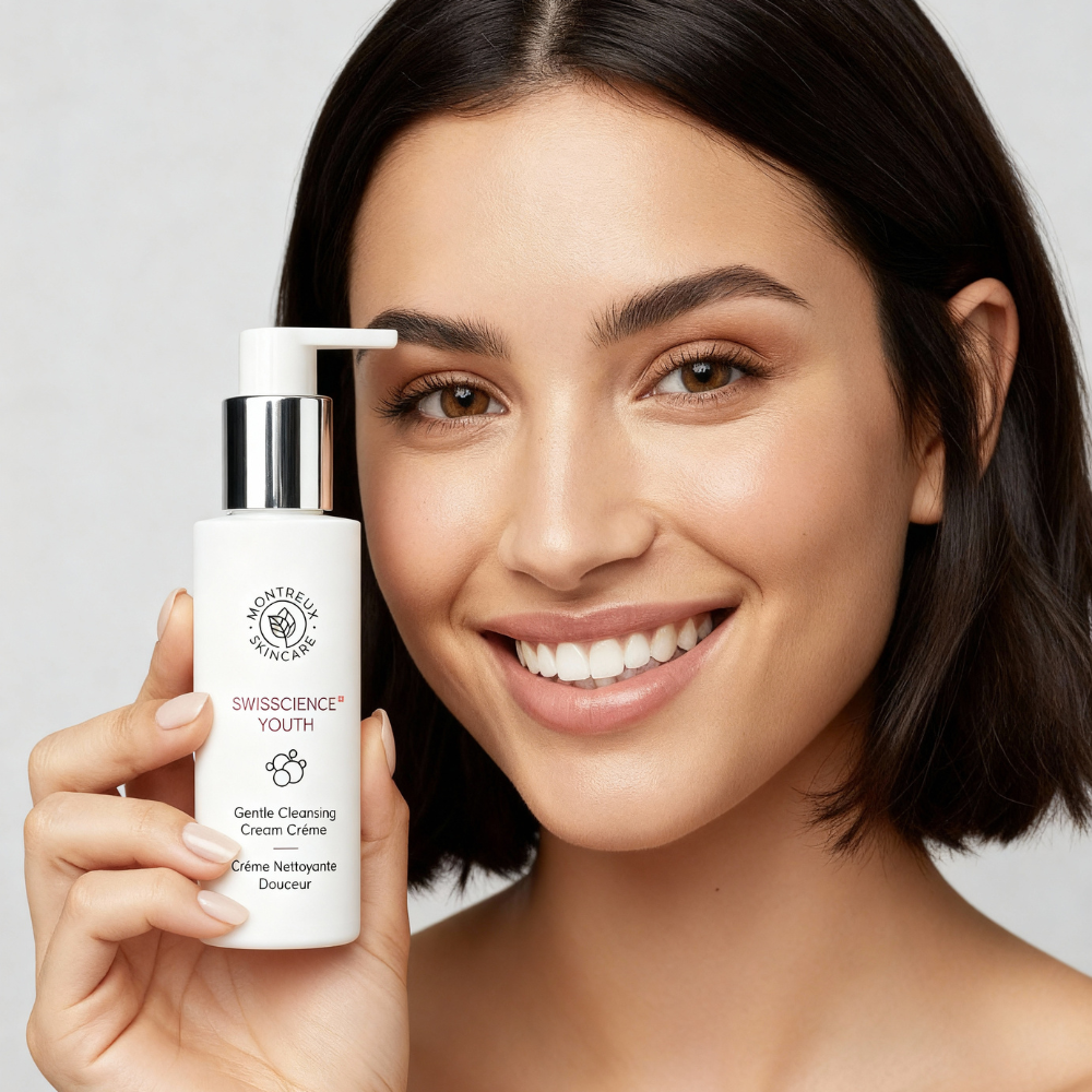 Montreux Skincare Gentle Cleansing Cream Swisscience Youth anti-aging cleanser with Narcissus Flower extract for daily facial cleansing