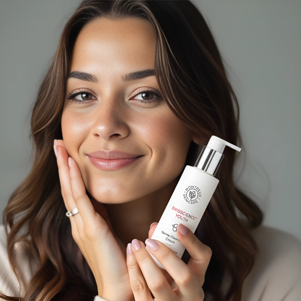 Montreux Skincare Gentle Cleansing Cream Swisscience Youth anti-aging cleanser with Narcissus Flower extract for daily facial cleansing