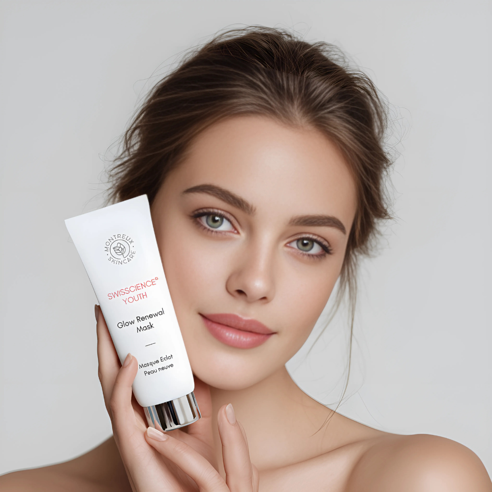 Montreux Skincare Glow Renewal Mask Swisscience Youth brightening treatment mask with Narcissus Flower extract for glowing, renewed skin