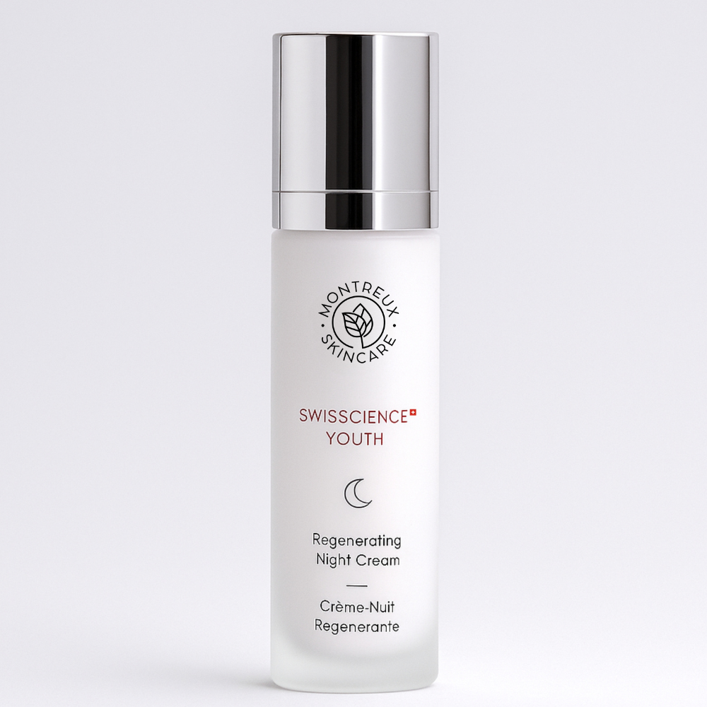Montreux Skincare Regenerating Night Cream Swisscience Youth anti-aging night moisturizer with Narcissus Flower extract for overnight skin repair and renewal