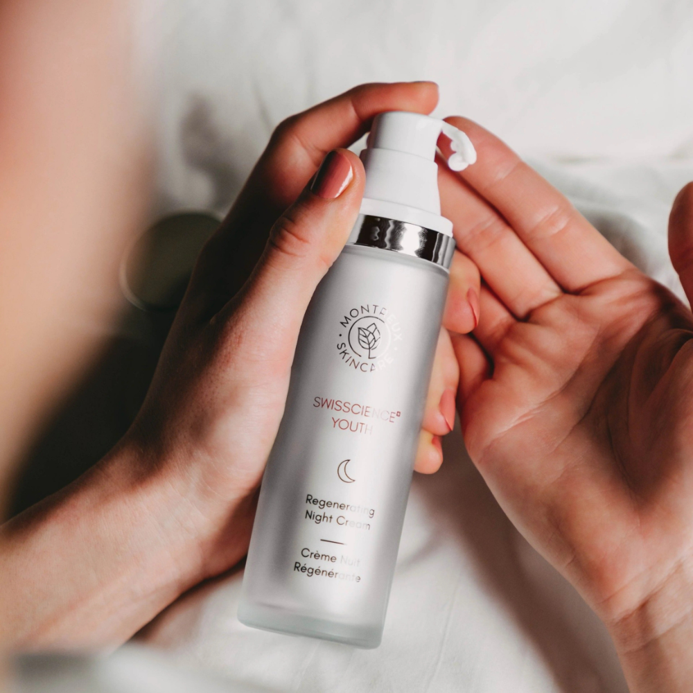 Montreux Skincare Regenerating Night Cream Swisscience Youth anti-aging night moisturizer with Narcissus Flower extract for overnight skin repair and renewal
